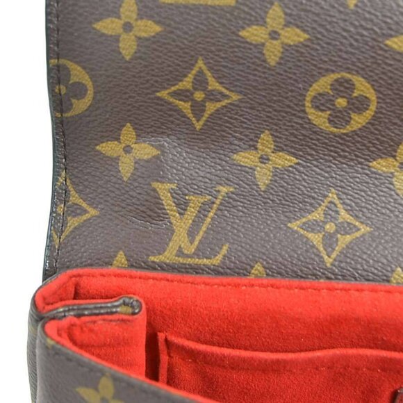 Auth LOUIS VUITTON Monogram Saint Placide Shoulder Bag Brown/Red - Picture 12 of 15